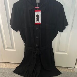 Matty M Black Button-Up Romper